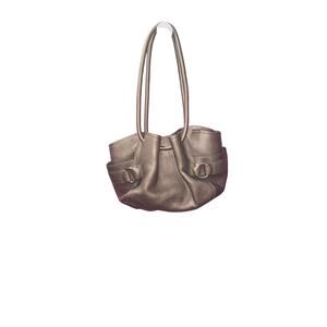 Cole Haan Leather Denney Shoulder Slouchy Hobo Bag Metallic Silver